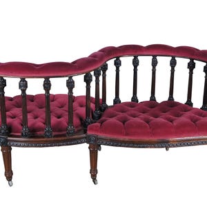 Antique French Louis XVI Rosewood Tete A Tete Conversation Chair Bench Loveseat