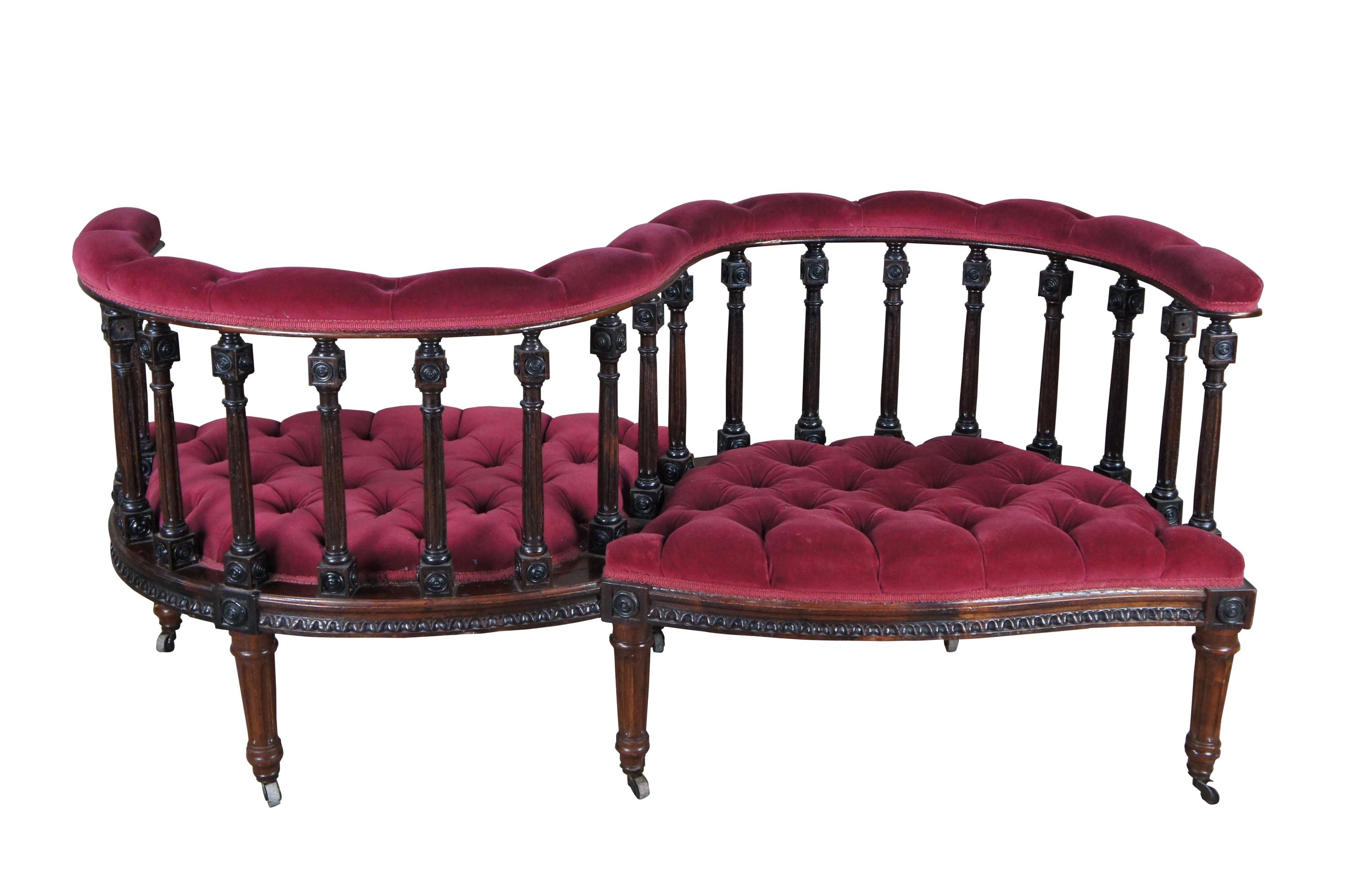 Antique French Louis XVI Rosewood Tete A Tete Conversation Chair