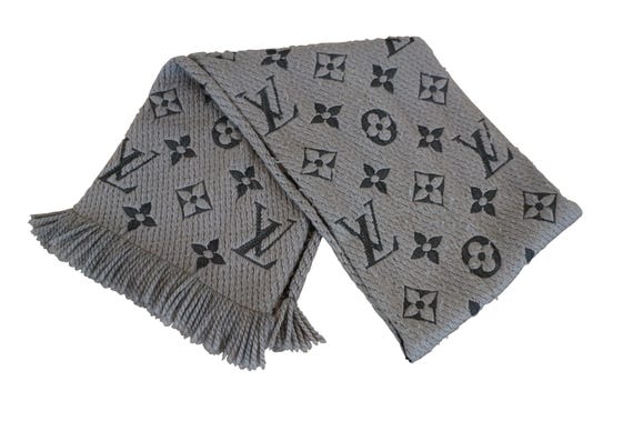 Louis Vuitton LV Logomania Monogram Gray Wool Silk Scarf  display picture 1