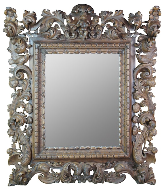 19th Century Baroque Carved Pine Mirror in the Dutch Tradition 19th Century Baroque Carved Pine Mirror in the Dutch Tradition
