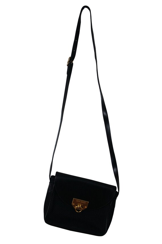 Vintage Nina Ricci Black Woven Leather Hand Bag Purse Paris