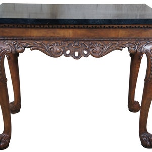 Baker Stately Home Chippendale Mahogany Faux Marble Console Server Dry Bar Table