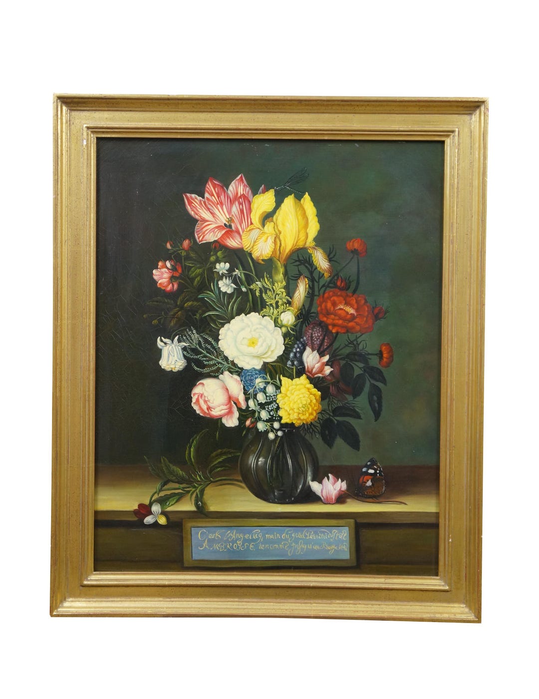 Bouquet of Flowers in a Glass Vase Oil Painting After Ambrosius ...