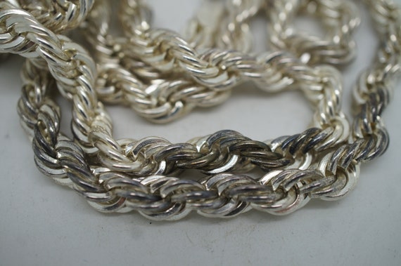 Heavy Thick Vintage Sterling Silver .925 Rope Twi… - image 7