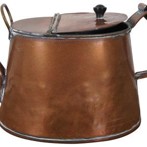 Antique 19th Century Copper Tea Kettle Teapot Water Can Campfire Farmhouse 14&quot;