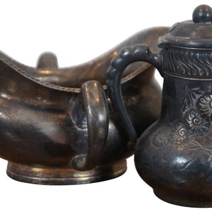 Antique Victorian Meriden Quadruple Silver Plate Creamer Pitcher Gravy Boat