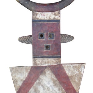 African Nafana Bedu Plank Mask Goli Tribal Ceremonial Shield Ghana Coast 74&quot;