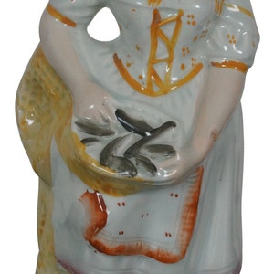 Antique 19thC English Staffordshire Flatback Fishwife Fishmonger Figurine 13&quot;