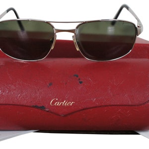 Cartier France 60-18 130 Santos Galaxy Aviator Rimless Sunglasses COA