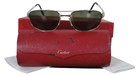 Cartier France 60 18 130 Santos Galaxy Aviator Rimless Sunglasses COA Etsy Ireland