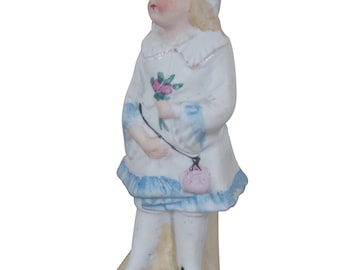 Antique German Victorian Bisque Girl Figurine 5.5"