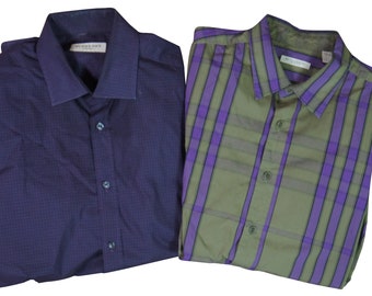 2 Burberry London Burberry Brit Mens Collared Dress Shirts Chest