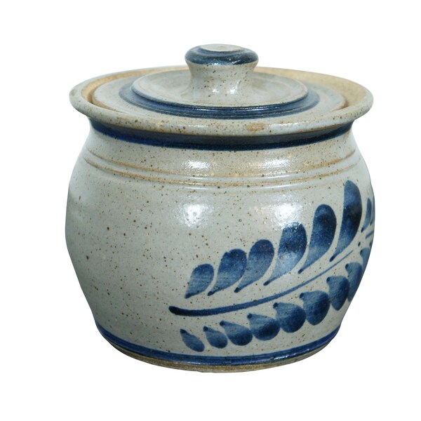 Vintage 1991 Salt Glaze Stoneware Lidded Crock Canister Cookie Jar 5.5"