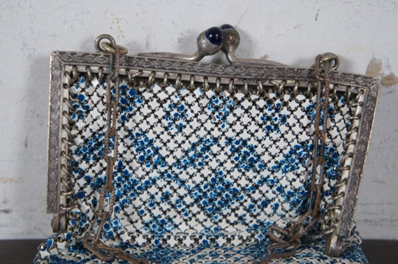 Antique Mandalian Art Deco Enamel Mesh Purse Hand… - image 6
