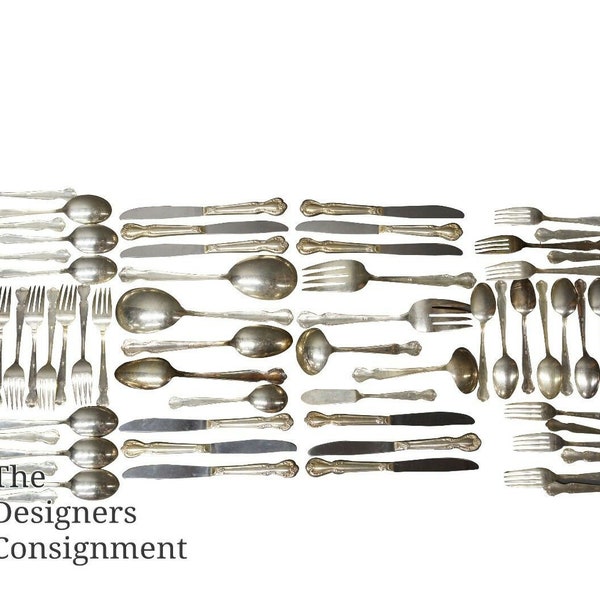 Vtg 68 Piece Roger Bro IS Stainless Steel Flatware Serving Hostess Set Floral