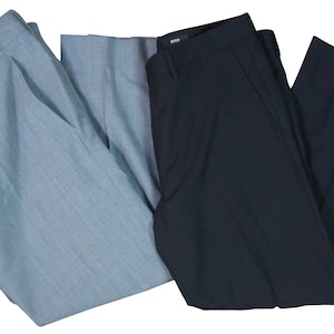 2 Hugo Boss Mens Dress Pants Black Gray Trousers Side Pockets Pleated Size 34 R