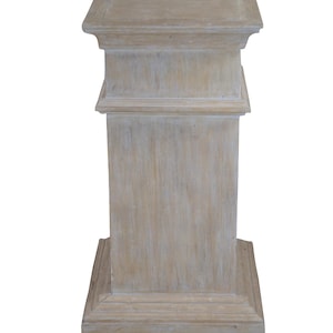 Modern White Washed Oak Sculpture Display Pedestal Plant Stand Column 36"