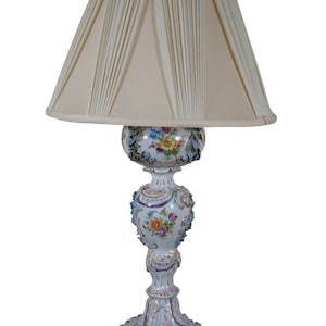 Antique German Carl Thieme Meissen Dresden Porcelain Banquet Lamp 35&quot;