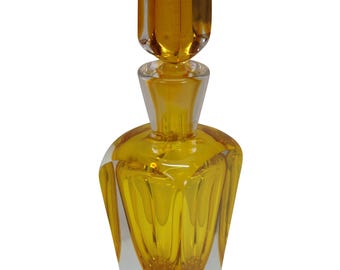 Mid Century Modern Italian Murano Yellow Sommerso Glass Decanter Bottle Stopper 14"