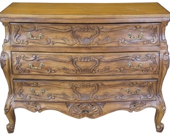 Italian Lewis Mittman Carved Walnut Provincial Louis XV Chest Dresser 44