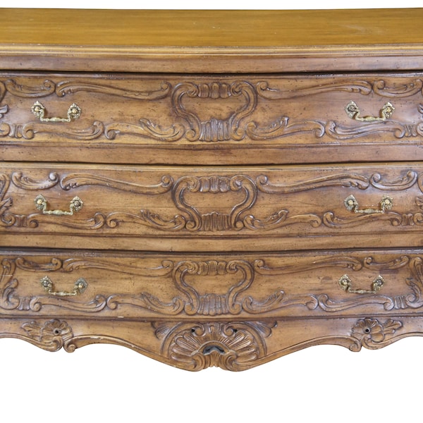 Italian Lewis Mittman Carved Walnut Provincial Louis XV Chest Dresser 44