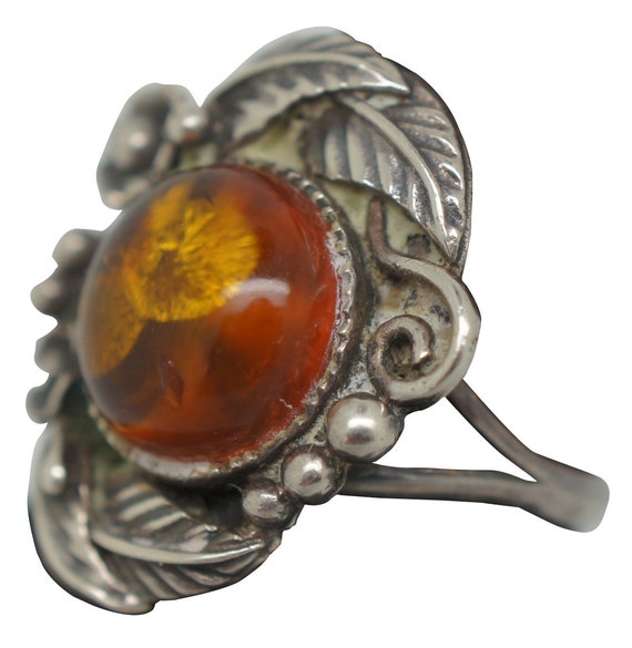 Antique Art Nouveau Sterling Silver Baltic Amber … - image 2