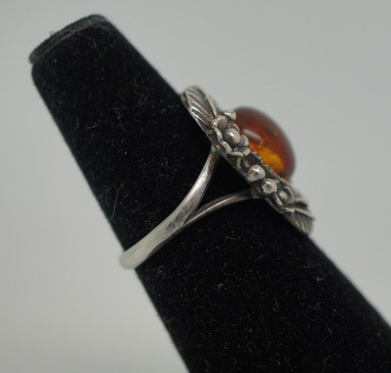 Antique Art Nouveau Sterling Silver Baltic Amber … - image 5