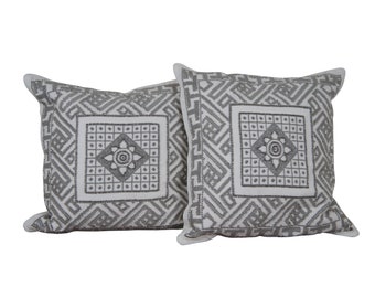 Arhaus Modern Down Filled Geometric Embroidered Silver Beaded