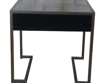 Baker Milling Road Kara Mann Modern Lacquer & Metal Side End Table Nightstand