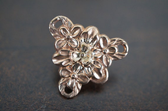 Stunning Triangular Molded Flower Screw Back Earr… - image 8