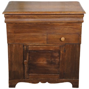 Early American Antique Pine Dough Box Bin Speaker Music Cabinet Trunk Chest