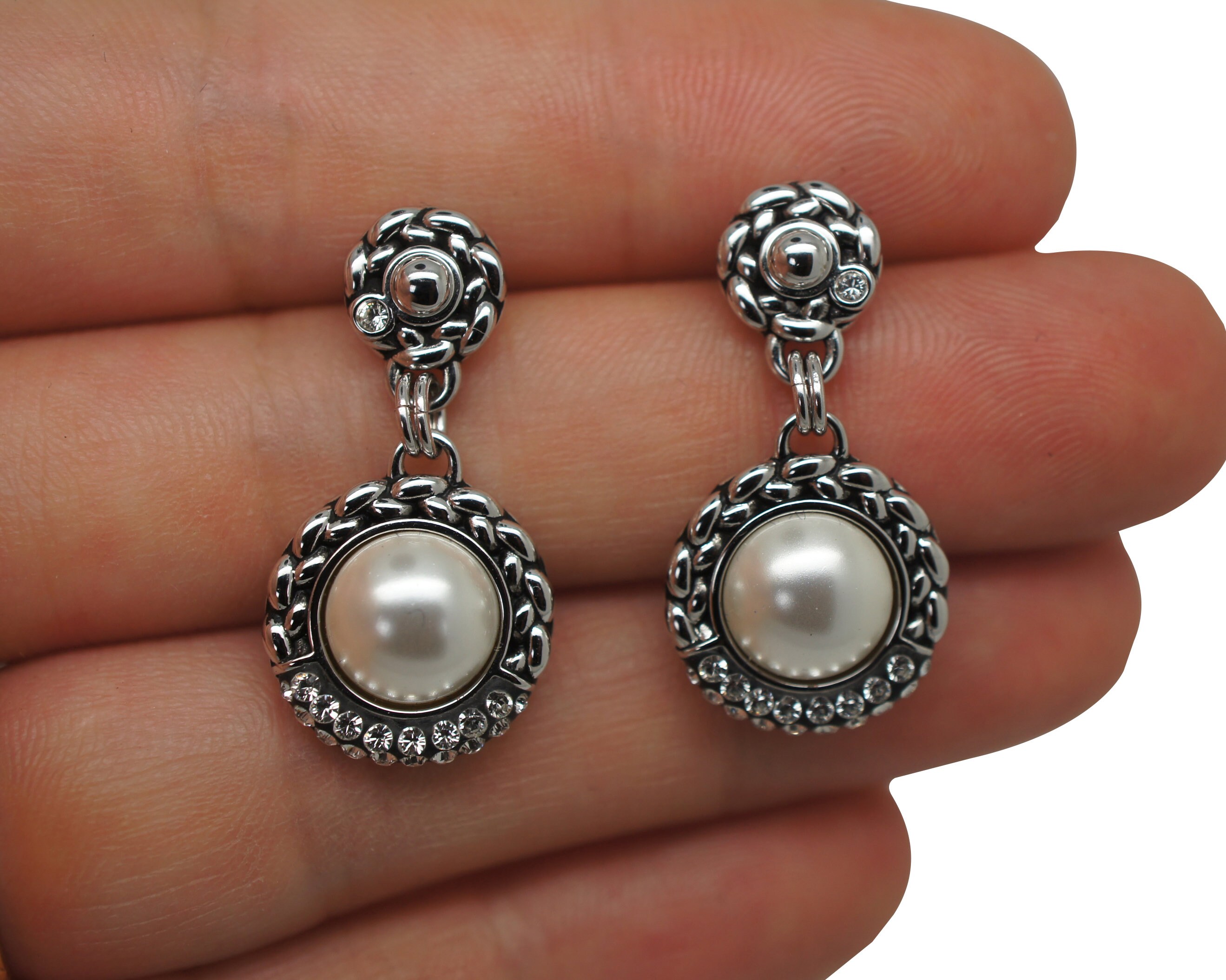 Pandora pearl drop sale earrings