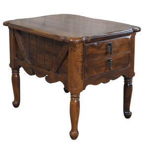 Mid Century Early American Colonial Maple Nightstand Side End Accent Table