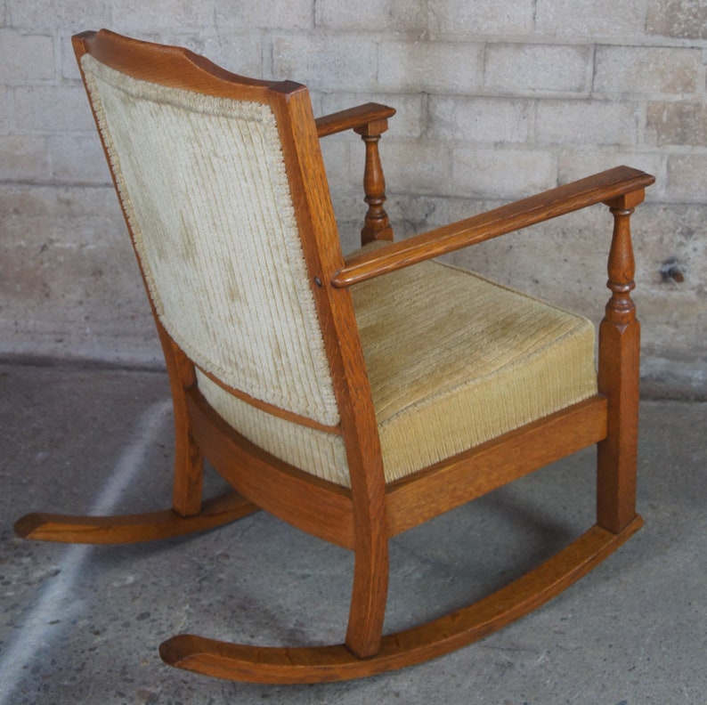 Antique Oak Rocking Chair & Ottoman Victorian Arts and Crafts Etsy