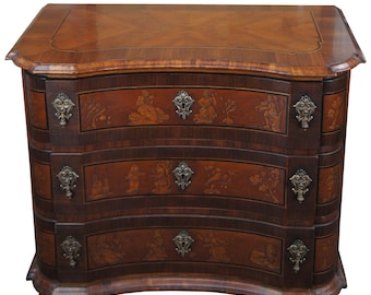 Alfonso Marina Siena Mahogany Walnut Burl Chinoiserie Chest of Drawers Commode