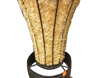 Vtg Shabby UpLight Furry Table Lamp Wrought Iron Mid Century Modern Contemporary