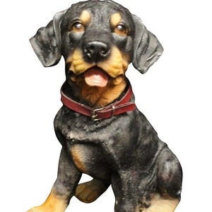 Resin Made Rottweiler Hand Painted Puppy Figurine Decorative Display Desk