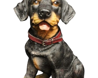 Resin Made Rottweiler Hand Painted Puppy Figurine Decorative Display Desk
