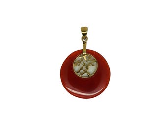 Vintage Chinese Good Luck Carnelian Necklace Pendant Charm 1.5&quot;