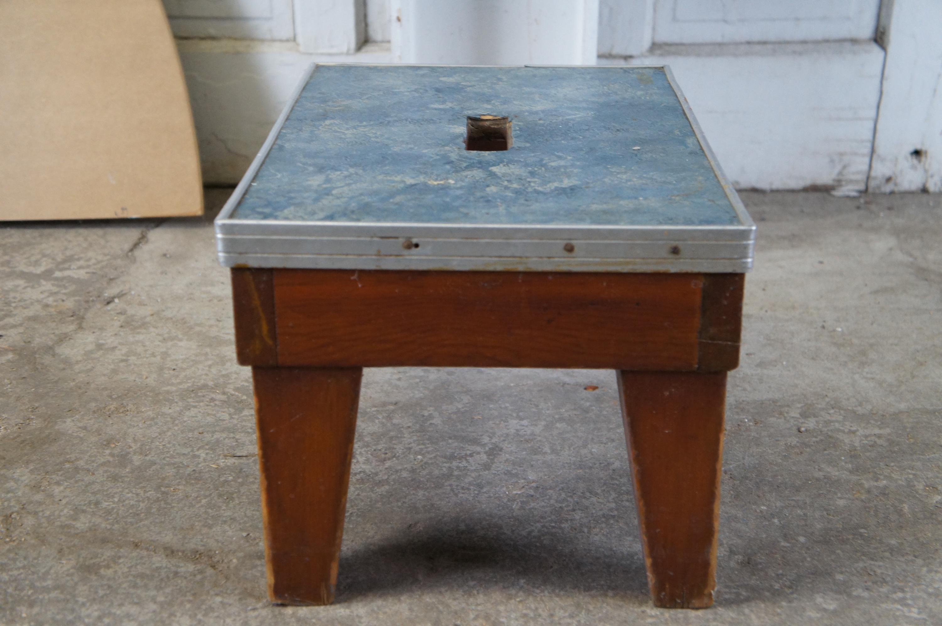 Vintage American Country Primitive Pine Step Foot Stool Handled Formica ...
