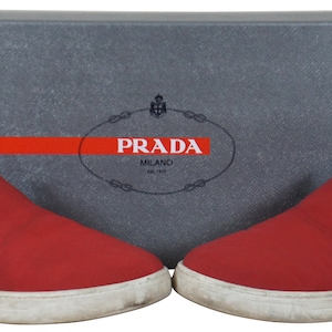 Prada Slip On Sneakers 4D2733 Red Black Nylon Tech Shoes 9 US 10 Mens Authentic
