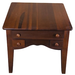 Vintage American Country Farmhouse Cherry Bedside End Table