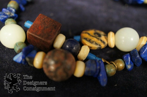 Marble & Quartz Necklace Blue Green Brown Rust Si… - image 9