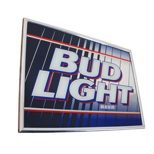 Vintage 1996 Bud Light Beer Bar Mirror Sign Advertisement Anheuser Busch 25&quot;