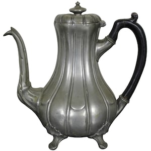 Antique Victorian English Richard Parkin & Son Pewter Tea Coffee Pot 10&quot;