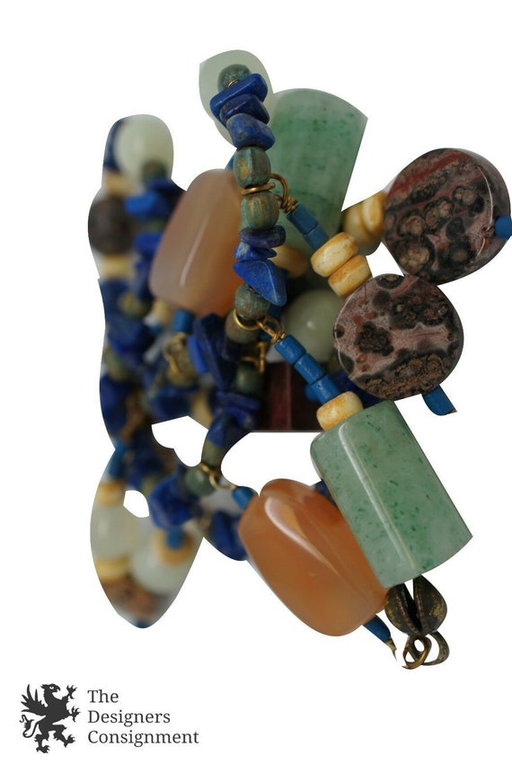 Marble & Quartz Necklace Blue Green Brown Rust Si… - image 3