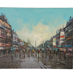 E Vitti Paris French Impressionist Paris Street Scene Cityscape Oil Painting 24&quot;