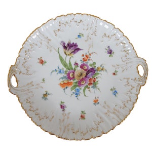 Antique Richard Klemm German Dresden Scalloped Cake Serving Plate Platter 12&quot;