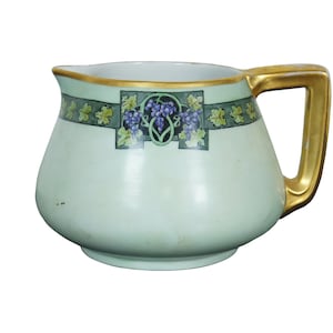 Antique French Art Nouveau B&Co Bernardaud Limoges Porcelain Grape Pitcher