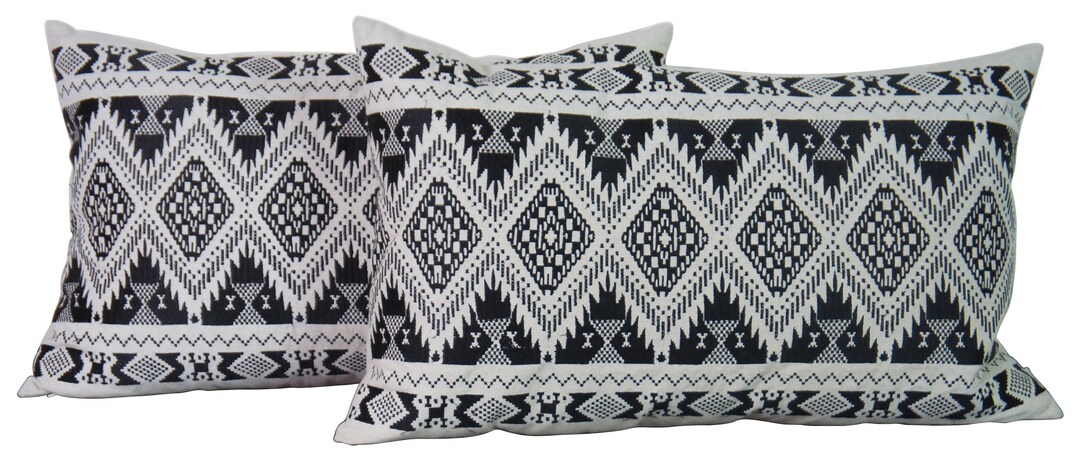 Arhaus Geometric Onyx Aztec Rectangular Duck Down Filled Lumbar